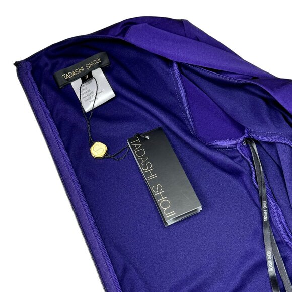 NWT Tadashi Shoji Sheath Dress Sz S Purple Keyhole Ruching Event Formal Party - Picture 11 of 14